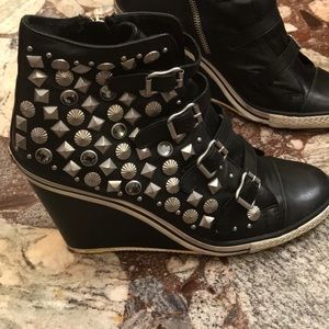 ASH Leather Studded w/Stones Distressed Sneakers